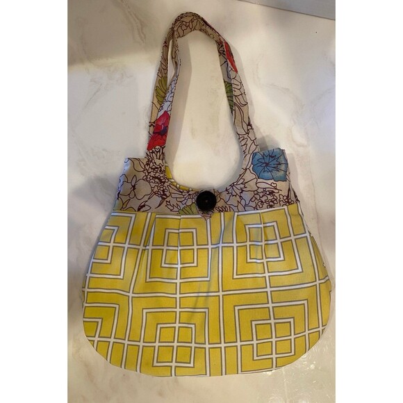 Boho Fabric Shoulder Bag Yellow Pattern Purse Hippie Vibe - Picture 5 of 8